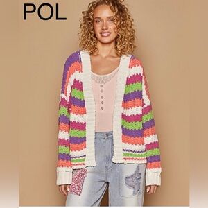 BP30🌸NEW! POL perfection in fun bright striped open cardigan in soft fabric!🌸